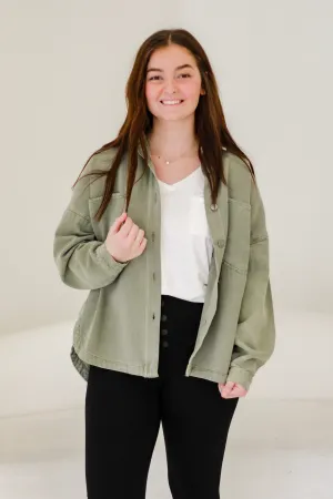 Dare to Dream Olive Denim Jacket