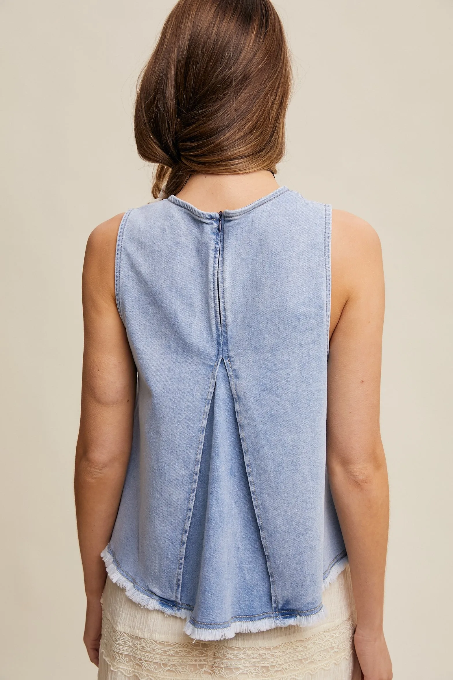 Denim Flared Halter Tank