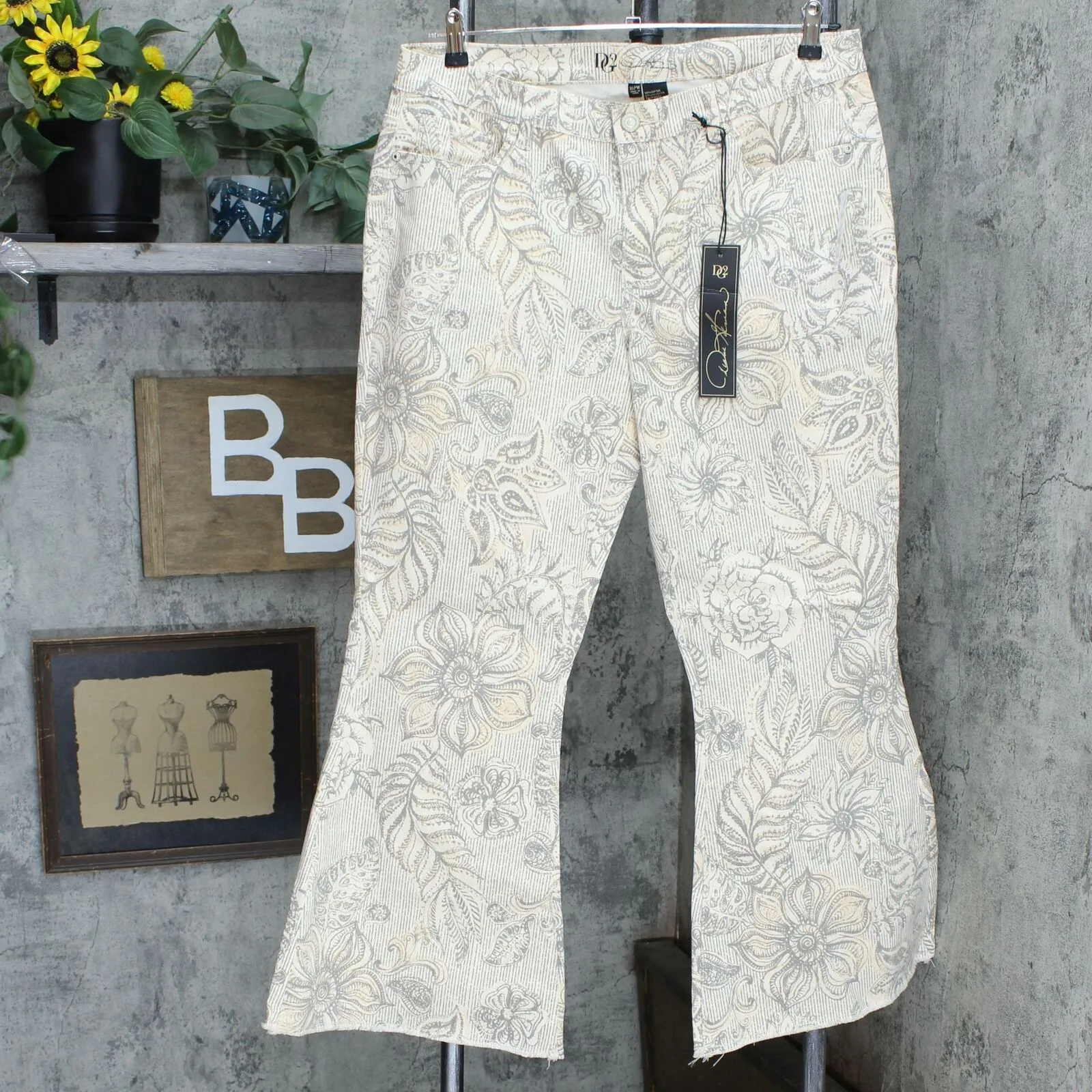 DG2 by Diane Gilman Plus Petite Classic Stretch Printed Flare Jeans