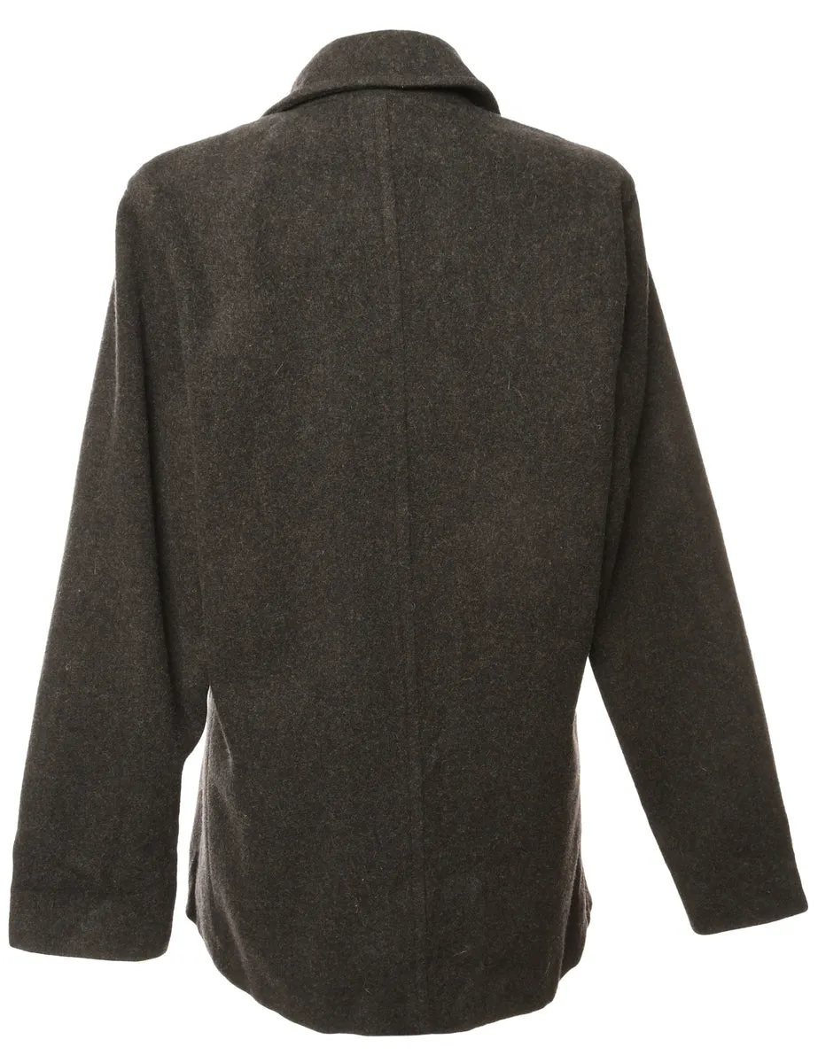 Double Breasted Grey Peacoat - L