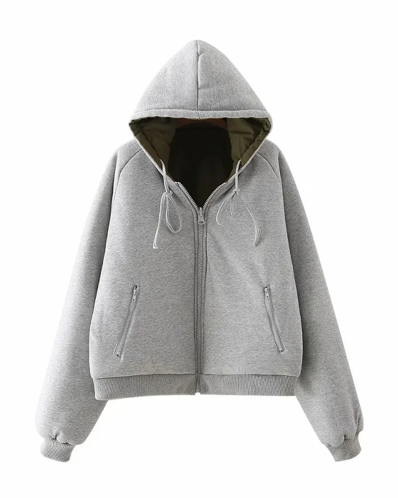 Double Side Hooded Oversize Contrast Color Outerwear Coat