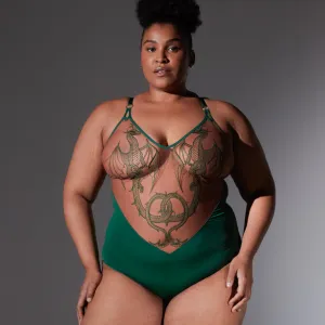 Dracona Bodysuit - Emerald/Toffee
