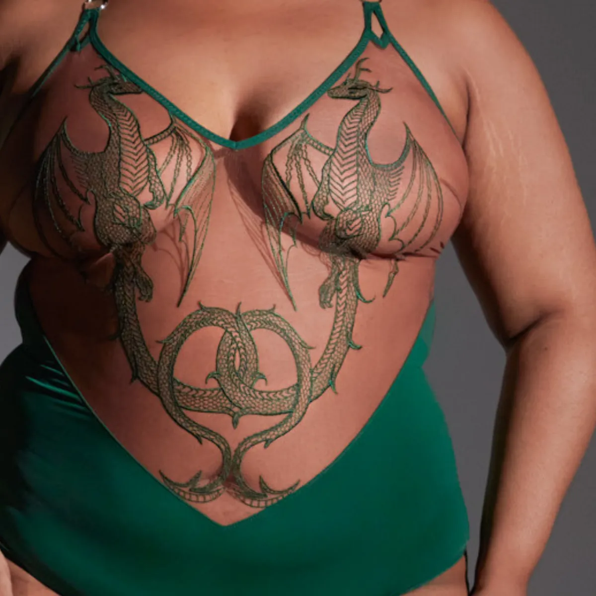 Dracona Bodysuit - Emerald/Toffee