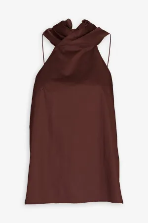 Eco Poplin Halter Top in Brown