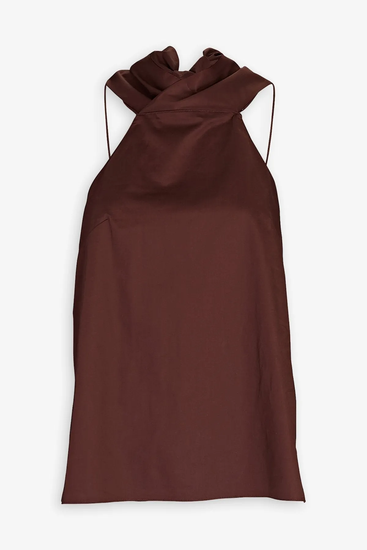 Eco Poplin Halter Top in Brown