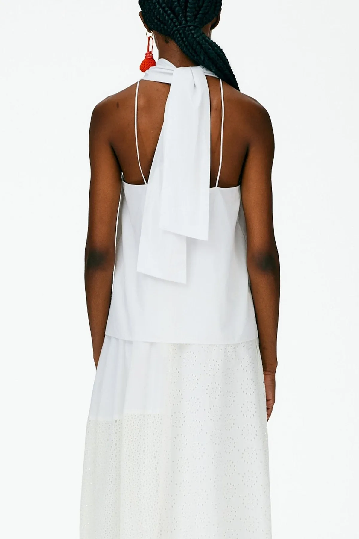Eco Poplin Halter Top in White