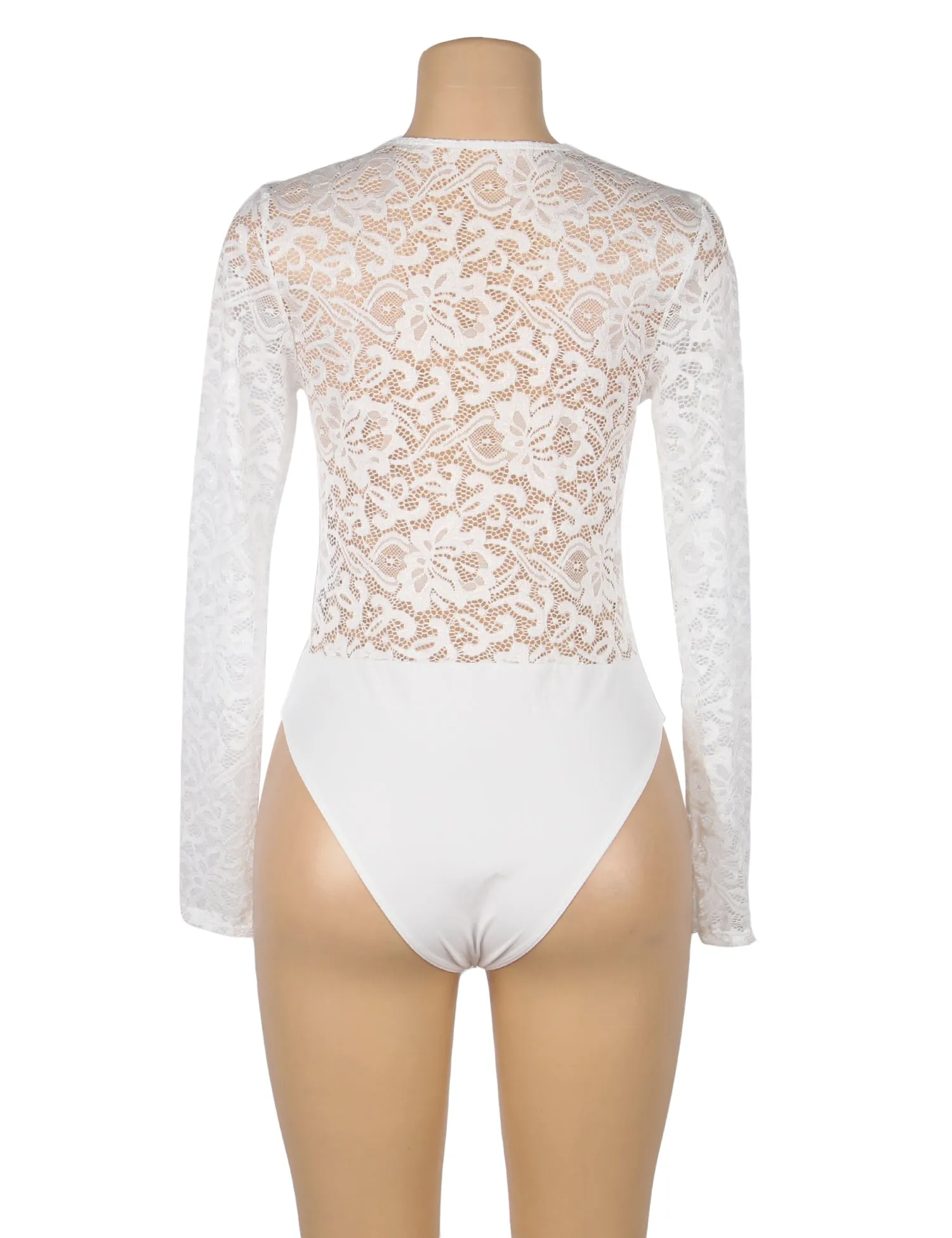 Farawlaya  Brushed Lace Long Sleeve Bodysuit