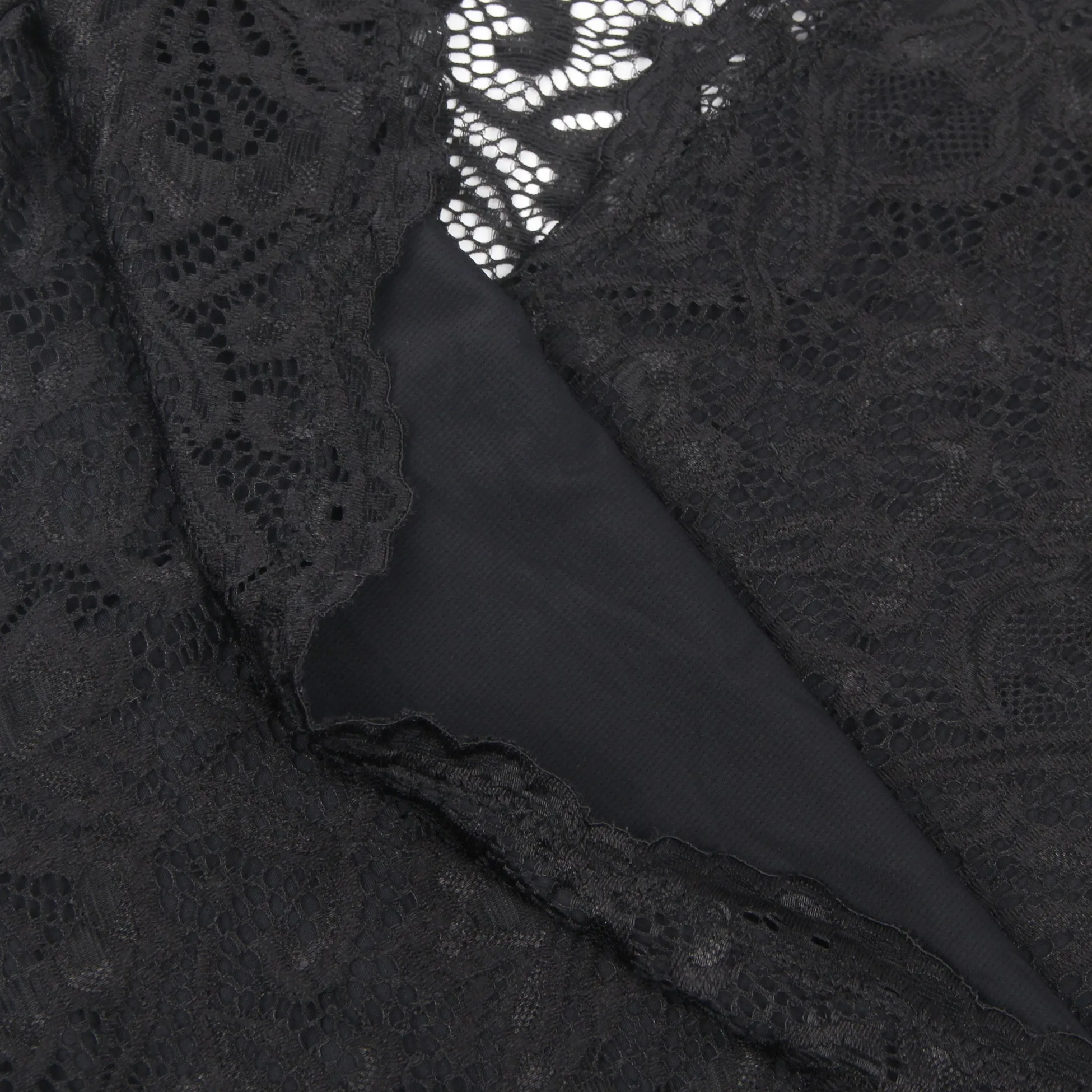 Farawlaya  Brushed Lace Long Sleeve Bodysuit