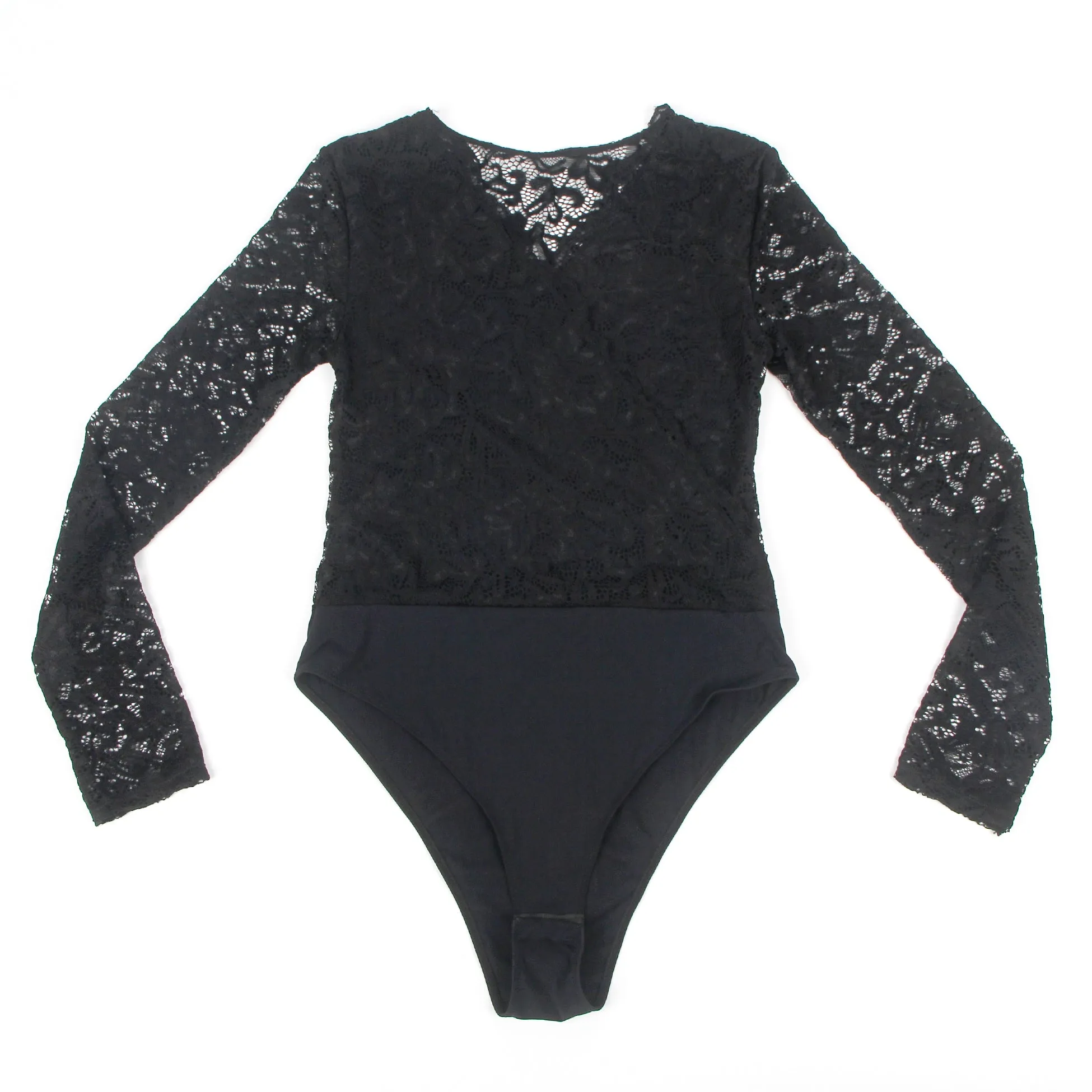 Farawlaya  Brushed Lace Long Sleeve Bodysuit