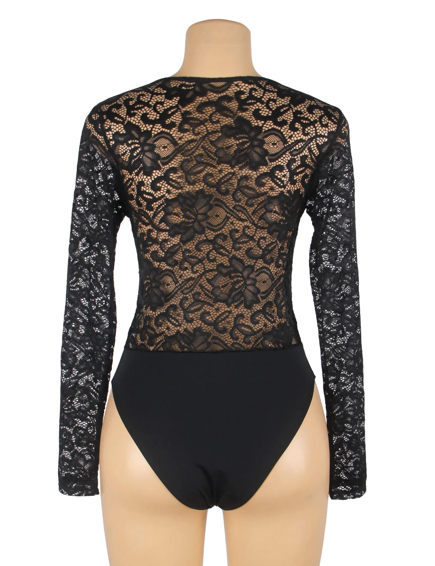 Farawlaya  Brushed Lace Long Sleeve Bodysuit