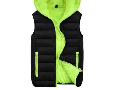 Fashion Men's Vest Men Brand Hooded Vest Male Fashion Cotton-Padded Waistcoat Jacket and Coat Warm Vest 3XL 2XL