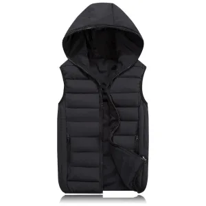Fashion Men's Vest Men Brand Hooded Vest Male Fashion Cotton-Padded Waistcoat Jacket and Coat Warm Vest 3XL 2XL
