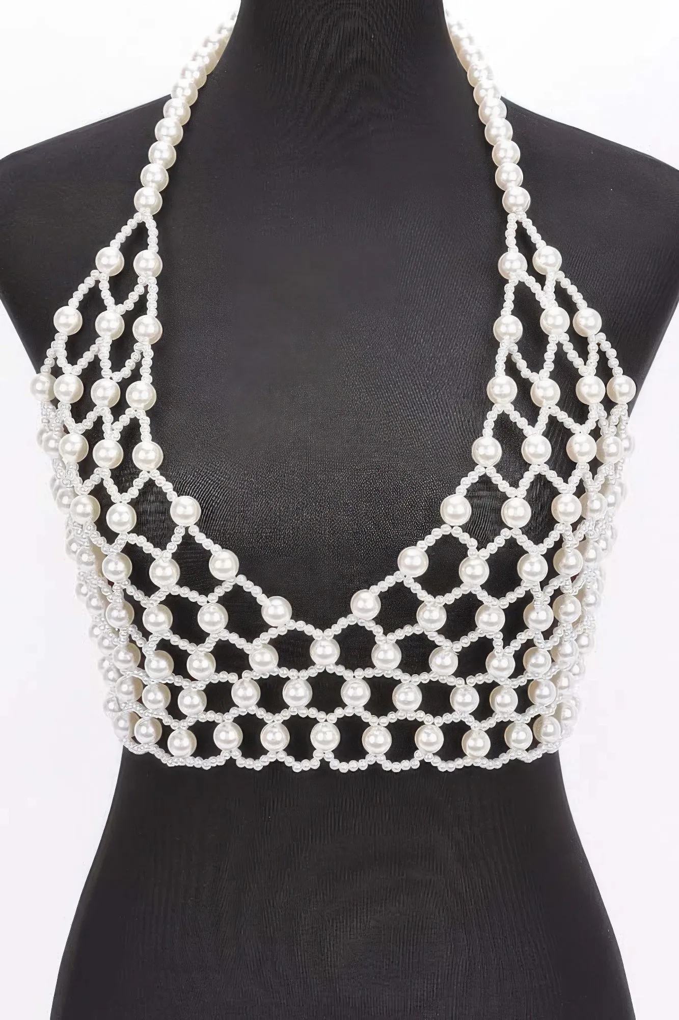 Faux Pearl Halter Neck Top
