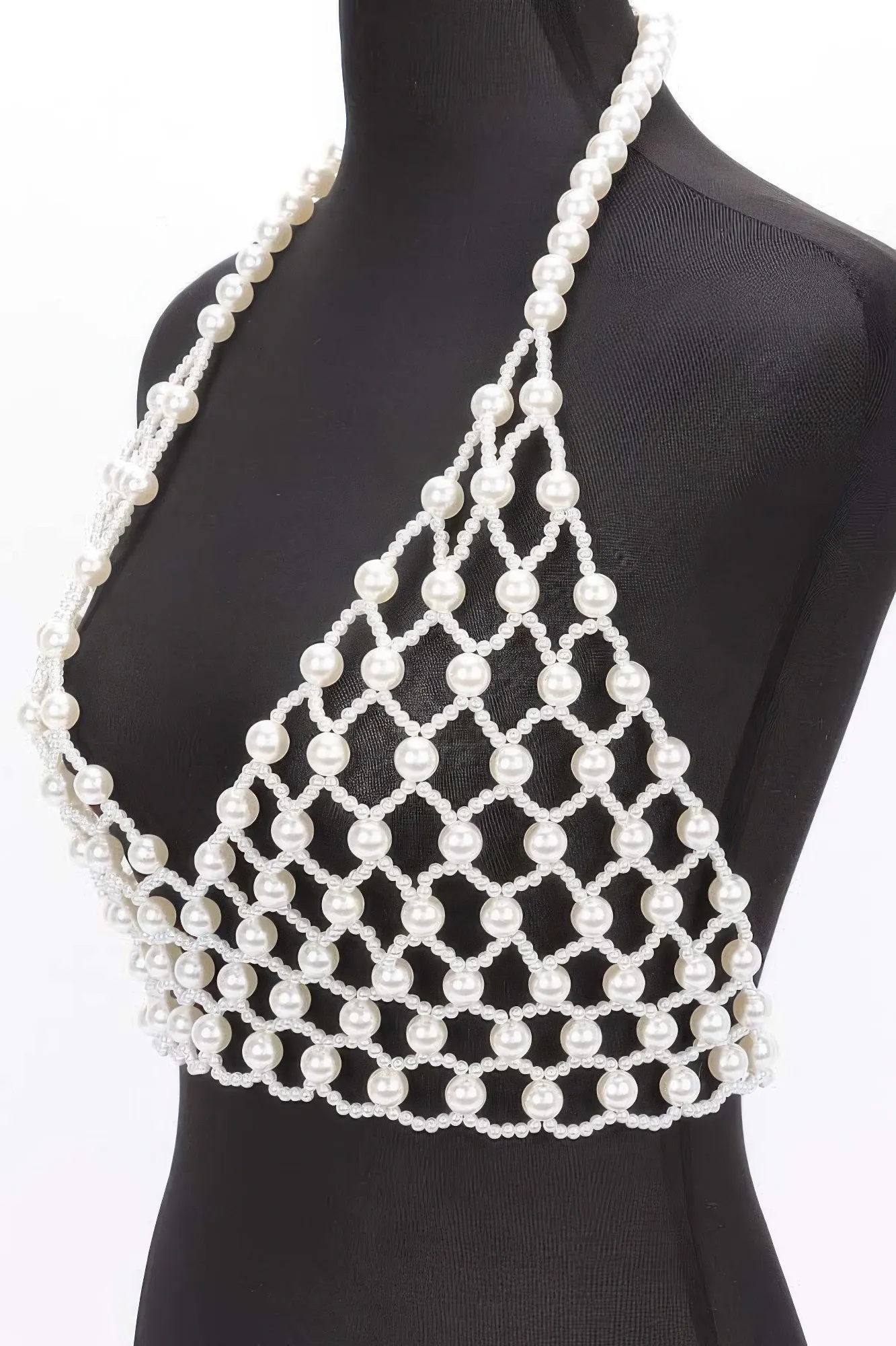 Faux Pearl Halter Neck Top