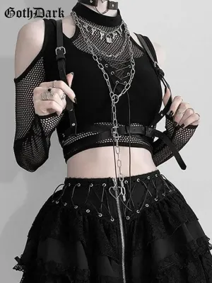 Fishnet Cut Out Halter Gothic Bandage Crop Top