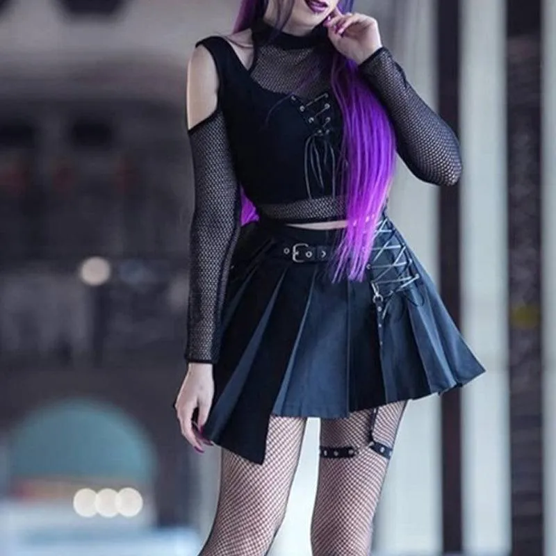 Fishnet Cut Out Halter Gothic Bandage Crop Top