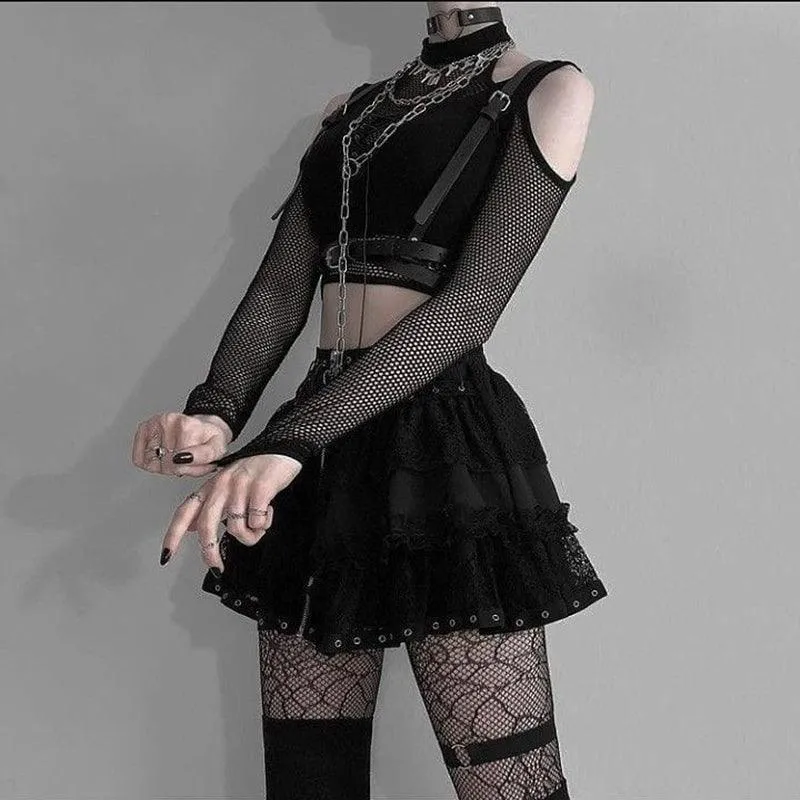 Fishnet Cut Out Halter Gothic Bandage Crop Top