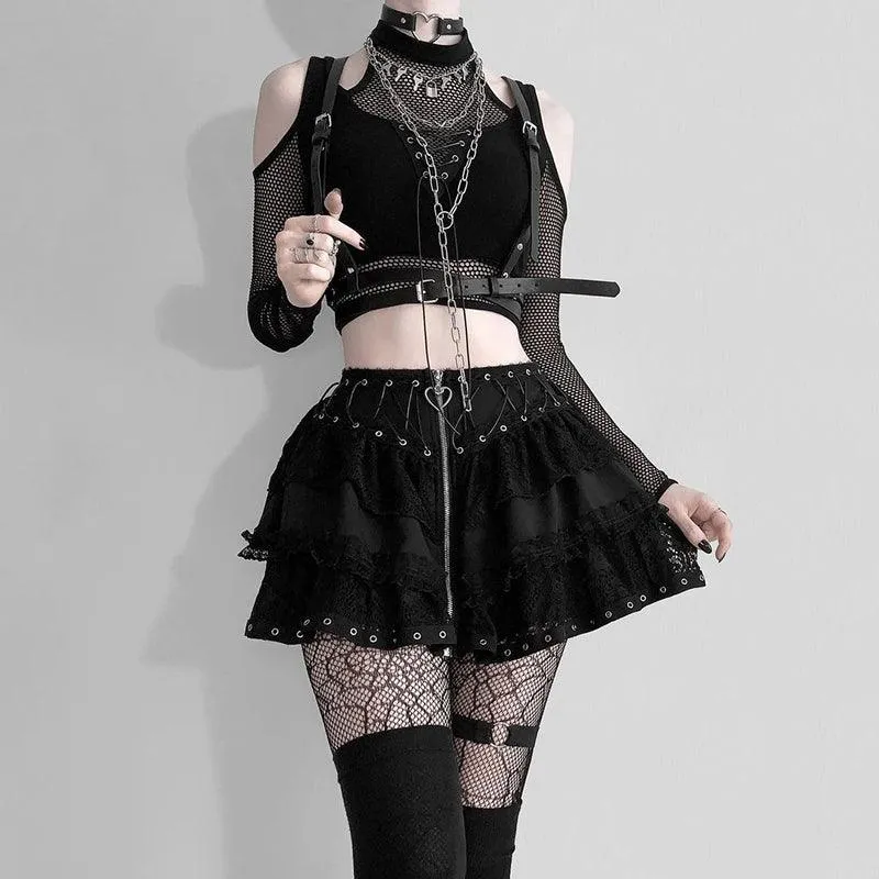 Fishnet Cut Out Halter Gothic Bandage Crop Top