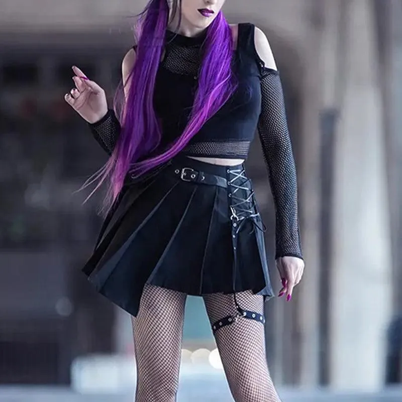 Fishnet Cut Out Halter Gothic Bandage Crop Top
