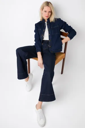 Flossie Scallop Trim Flared Jean - Mid Wash - Regular
