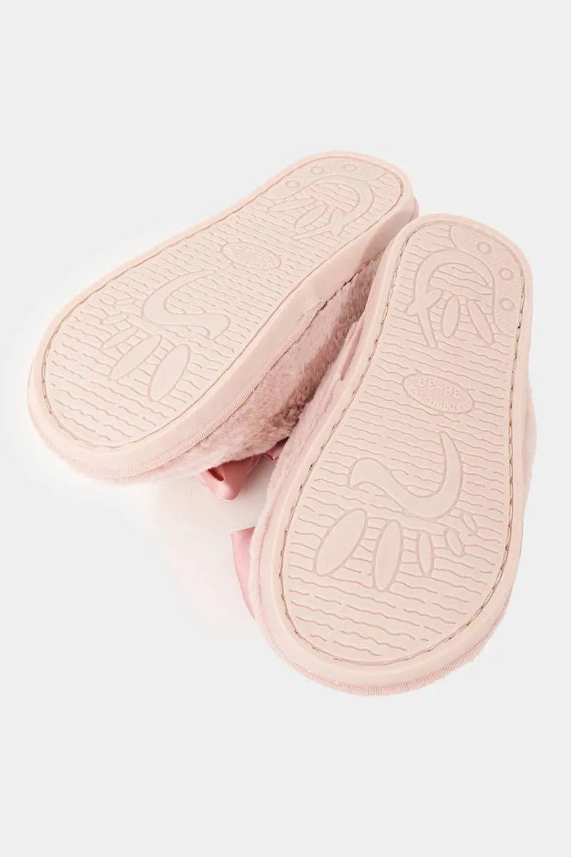 Fluffy Bow Slippers