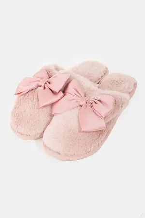 Fluffy Bow Slippers