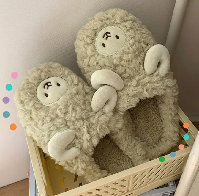 Fluffy Cute Animal design Slippers Women