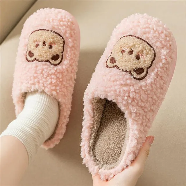 Fluffy Cute Animal design Slippers Women