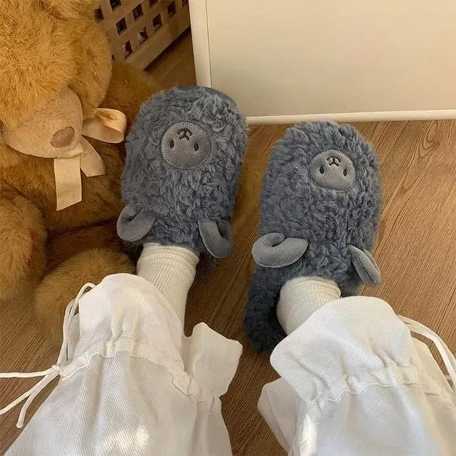 Fluffy Cute Animal design Slippers Women