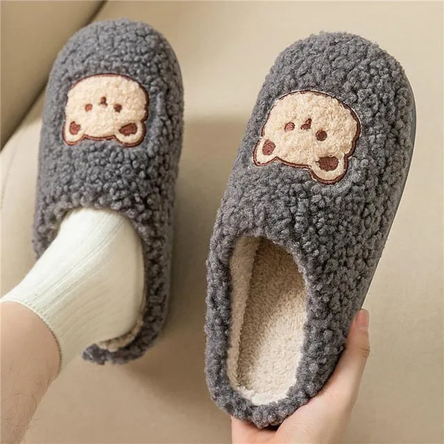 Fluffy Cute Animal design Slippers Women