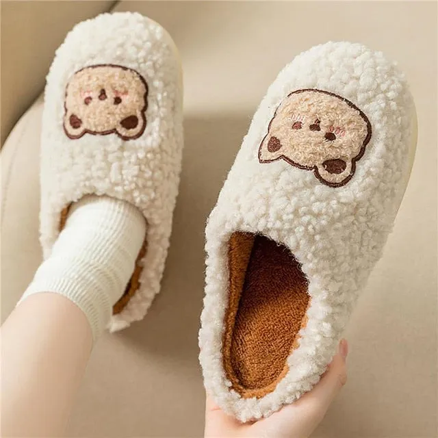Fluffy Cute Animal design Slippers Women