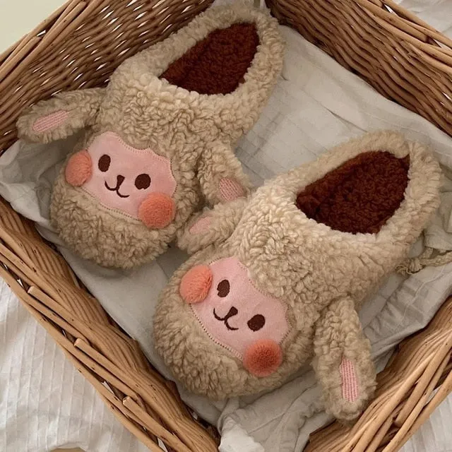 Fluffy Cute Animal design Slippers Women