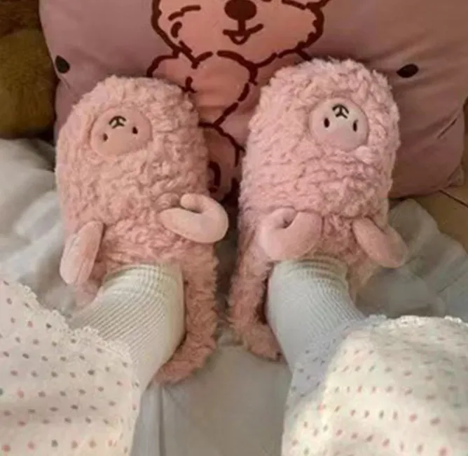 Fluffy Cute Animal design Slippers Women
