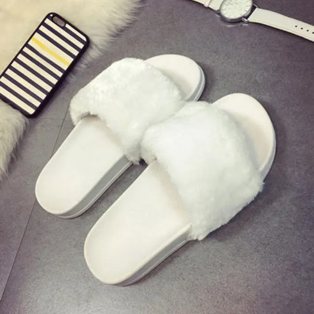 Fluffy Faux Fur Flat Casual Slipper