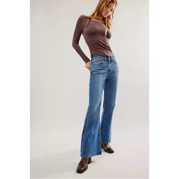 Free People CRVY Vintage High-Rise Flare Jeans Size 34 NWT