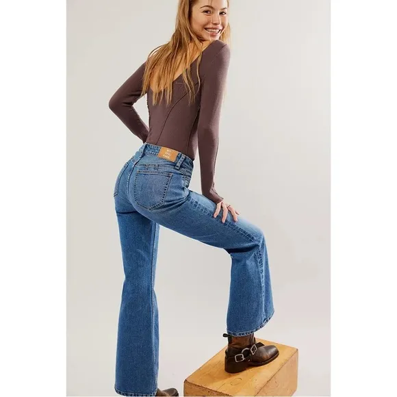 Free People CRVY Vintage High-Rise Flare Jeans Size 34 NWT