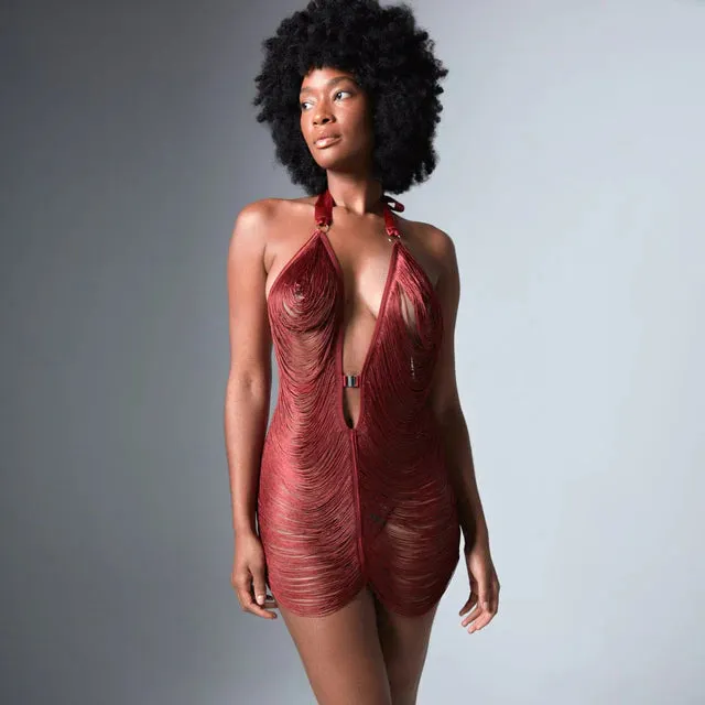 Fringe Benefits Slip Dress - Ruby