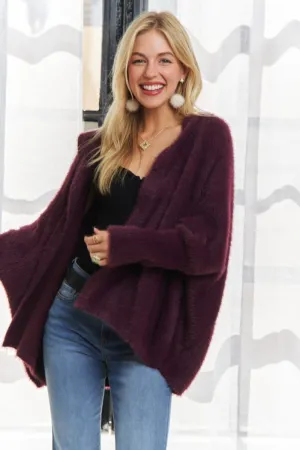 Fuzzy Hooded Cardigan