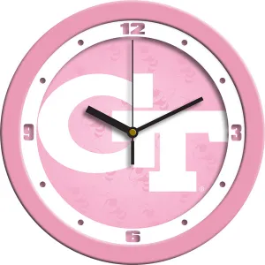 Georgia Tech Wall Clock - Pink