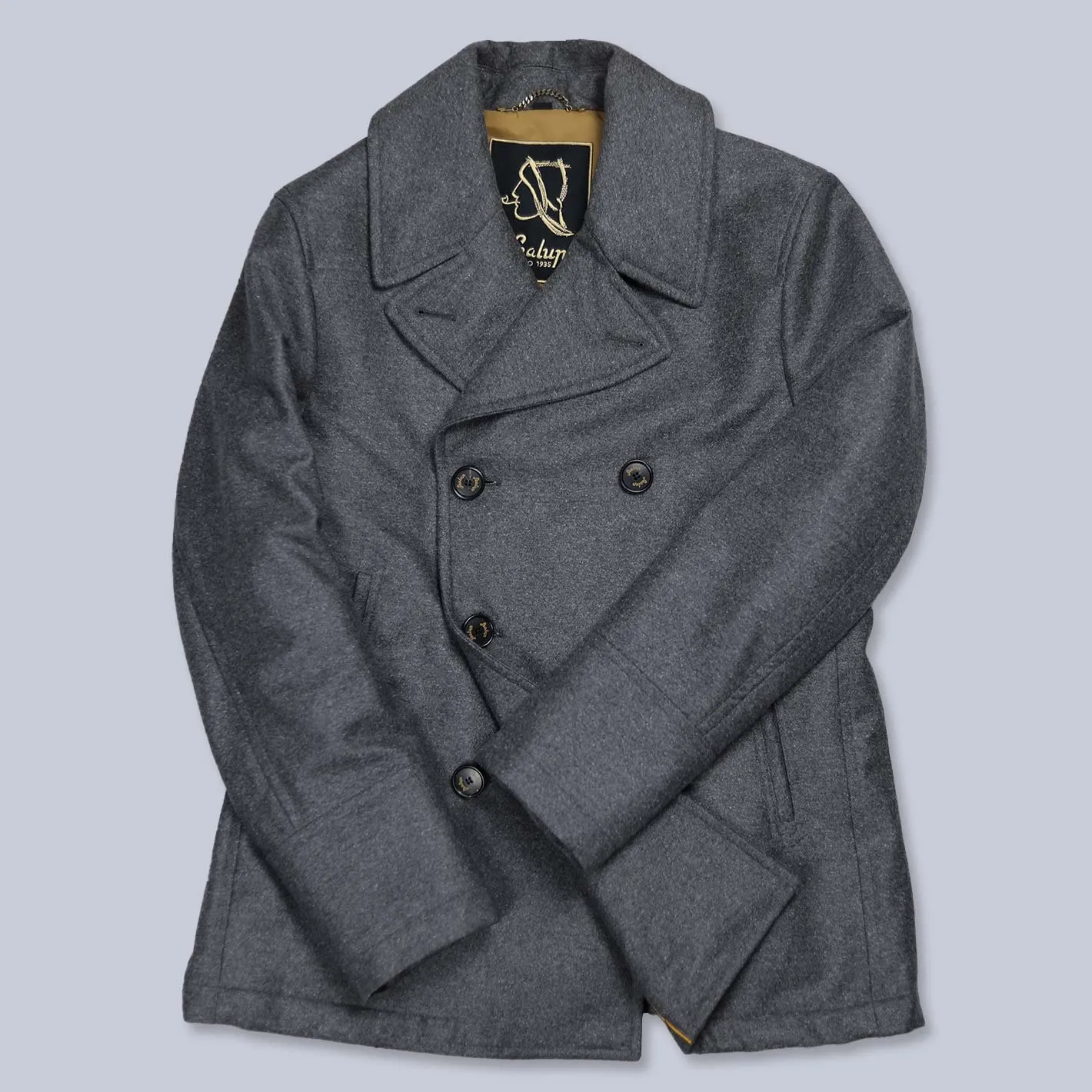 Grey Donegal Wool Peacoat