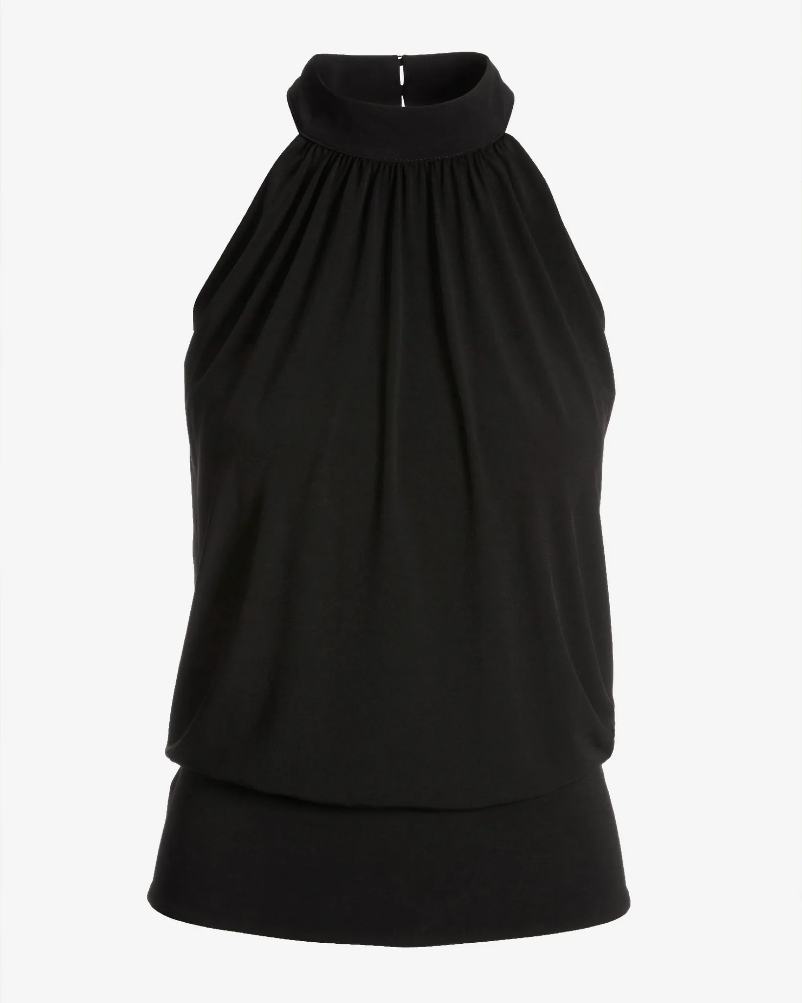 Halter Banded-Bottom Mock-Neck Knit Top Black
