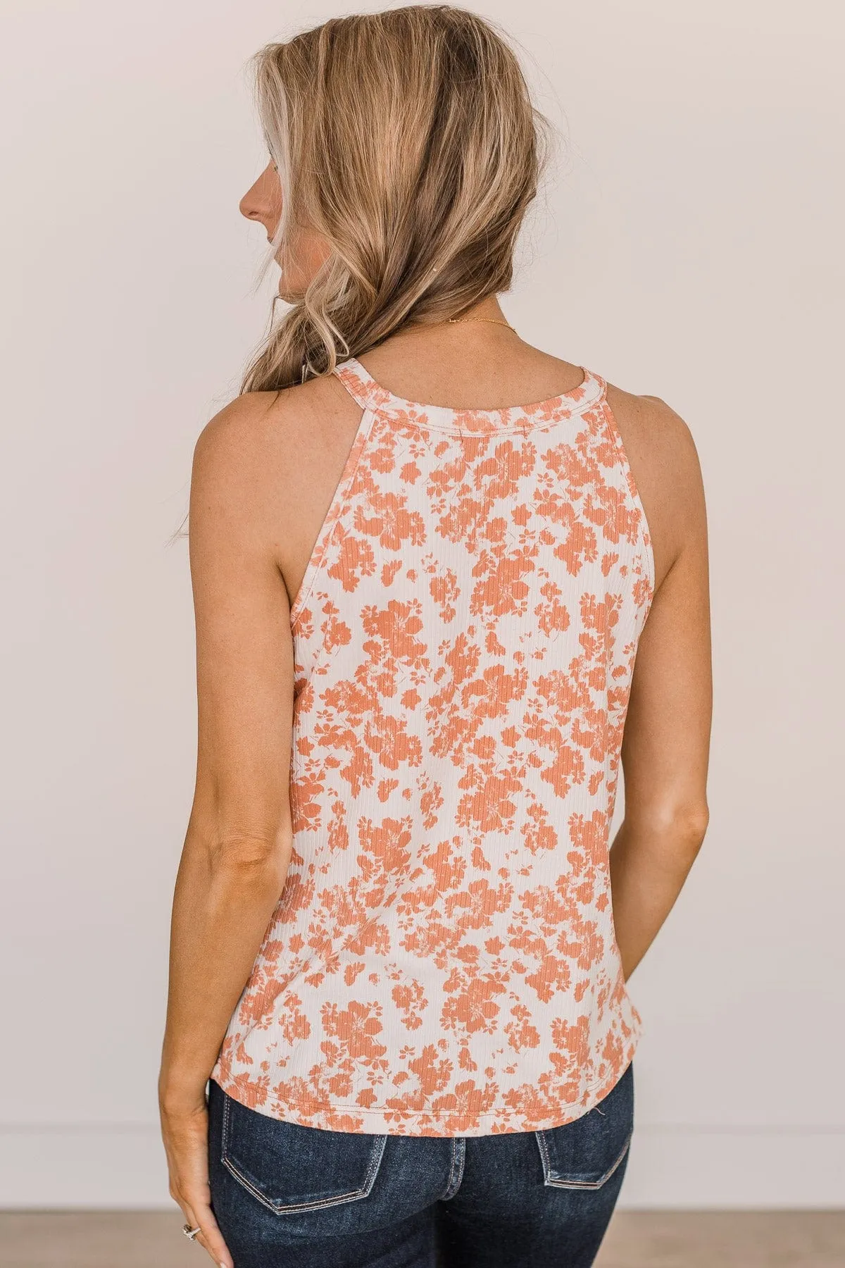 Happiest With You Floral Tank Top- Ivory & Salmon Pink