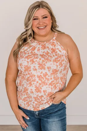 Happiest With You Floral Tank Top- Ivory & Salmon Pink