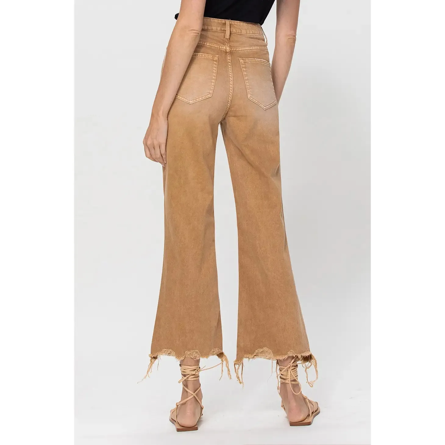 Happy Place 90's Crop Flare Jeans - Camel - Restock! - SALE