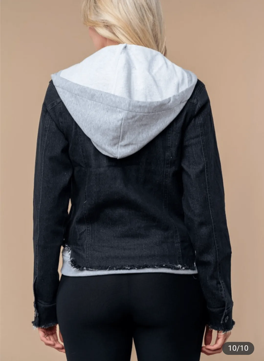 Harley Hooded Sweatshirt Denim Jacket in Faded Black