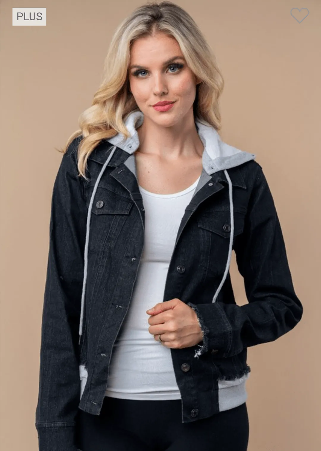 Harley Hooded Sweatshirt Denim Jacket in Faded Black
