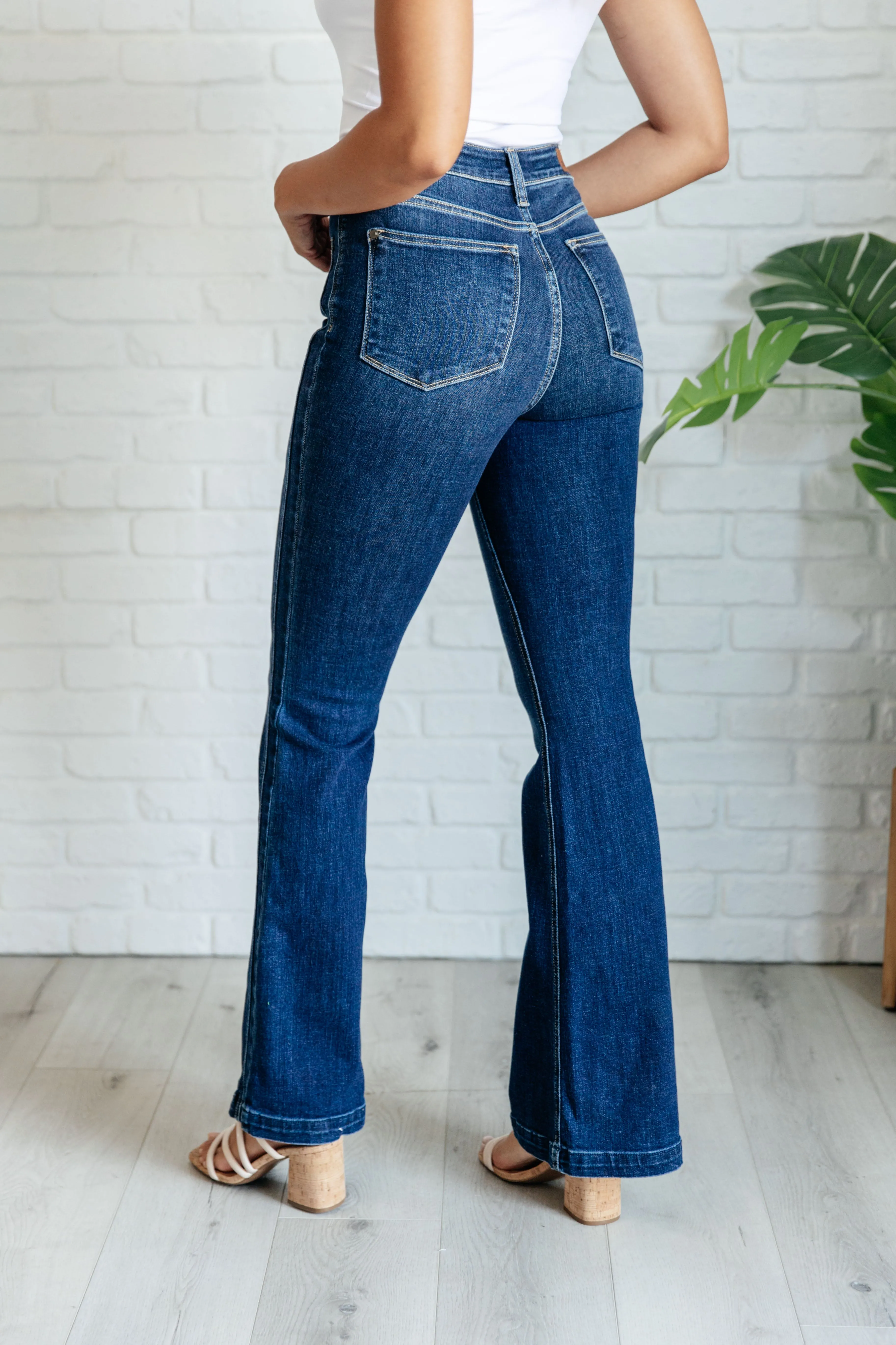 Hazel Blues® |  Mavis High Rise Side Seam Detail Flare Jeans
