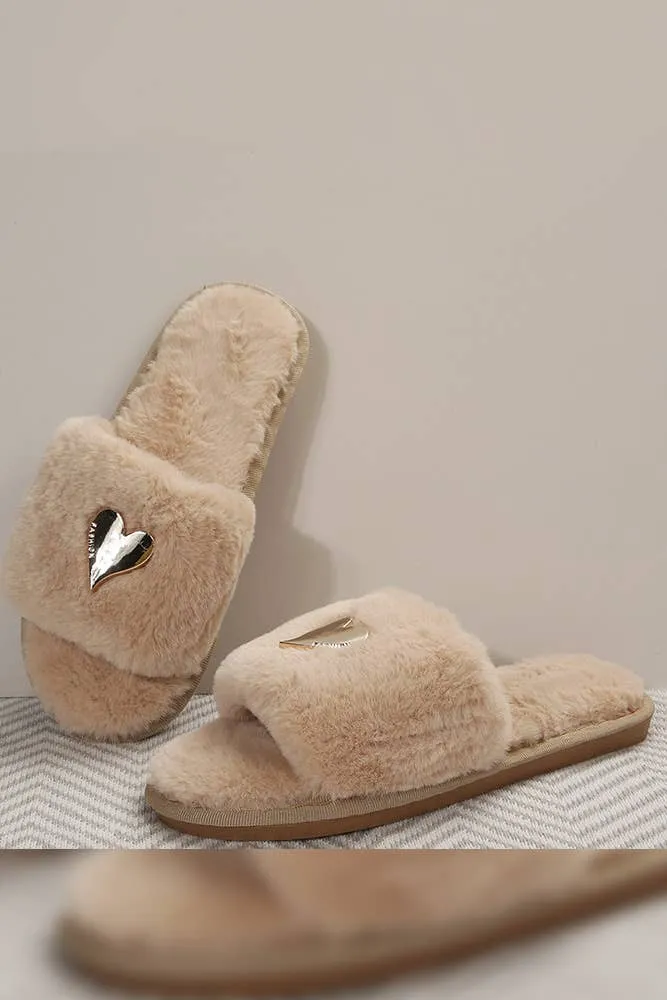 Heart Pendant Fluffy Slippers ZK701