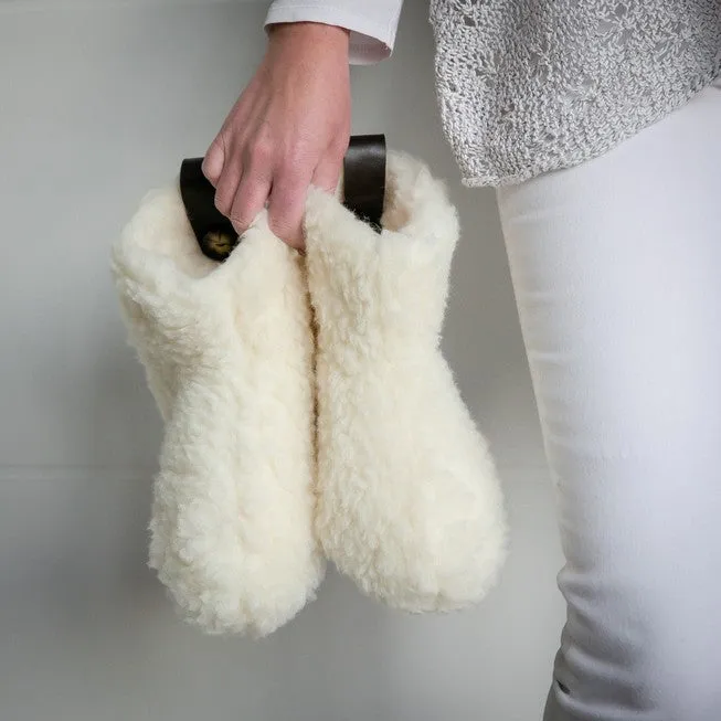 High Igloo Strap Slippers | Cream | Wool Lining