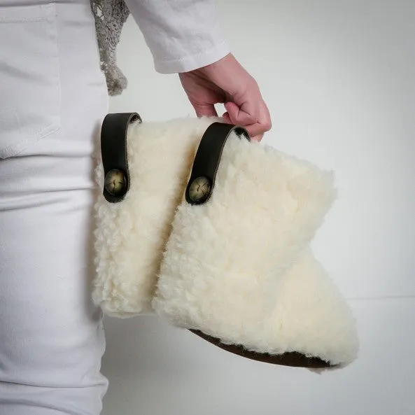 High Igloo Strap Slippers | Cream | Wool Lining